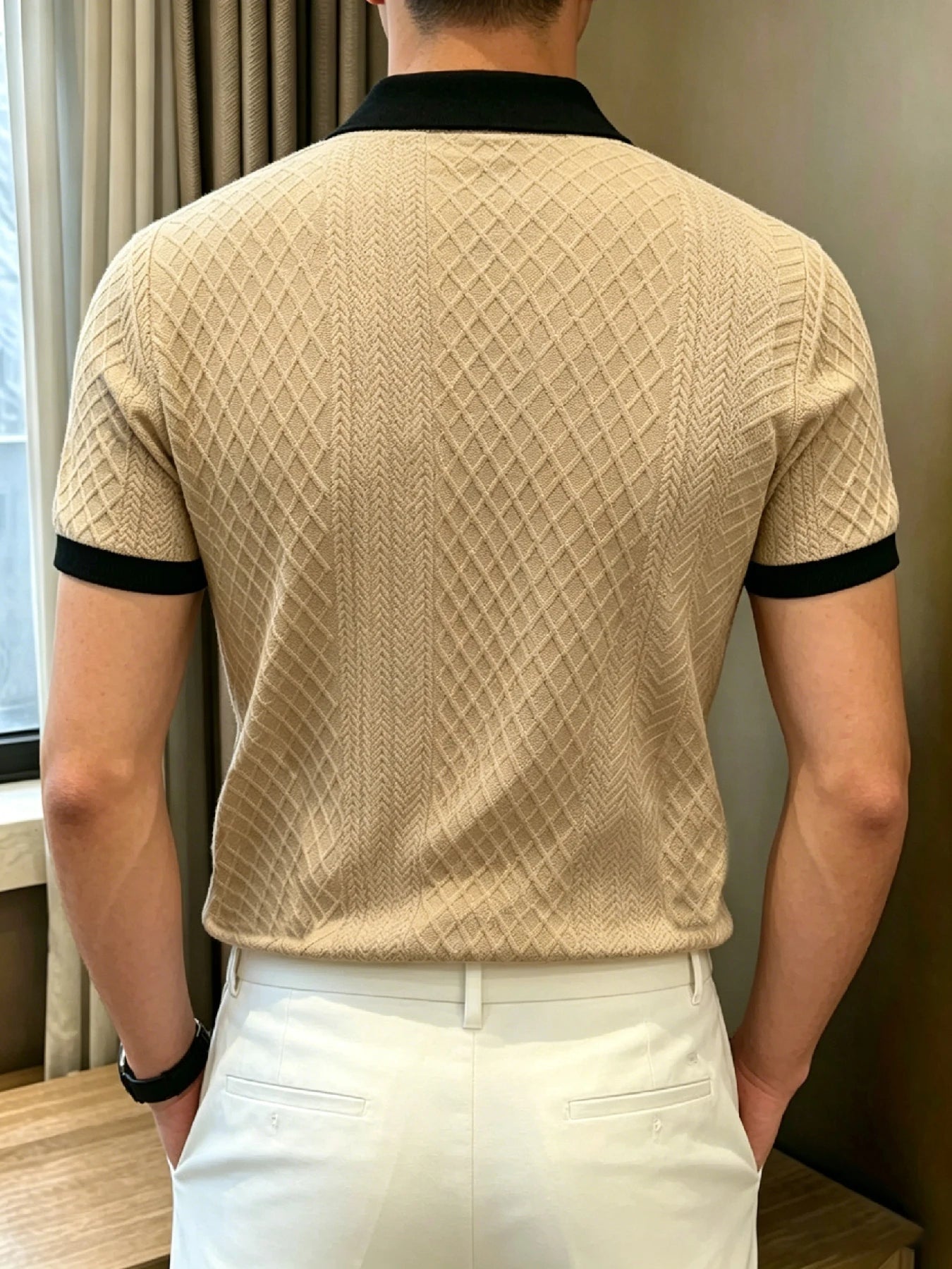 Mens Textured Polo