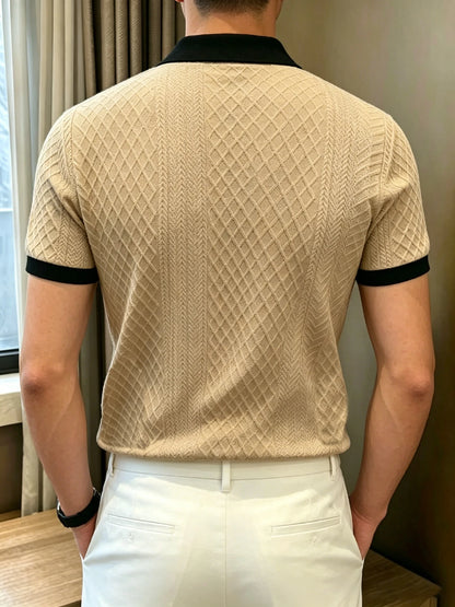 Mens Textured Polo