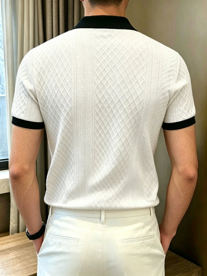 Mens Textured Polo
