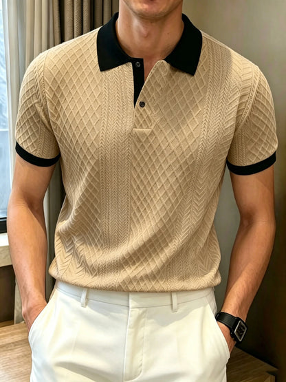 Mens Textured Polo