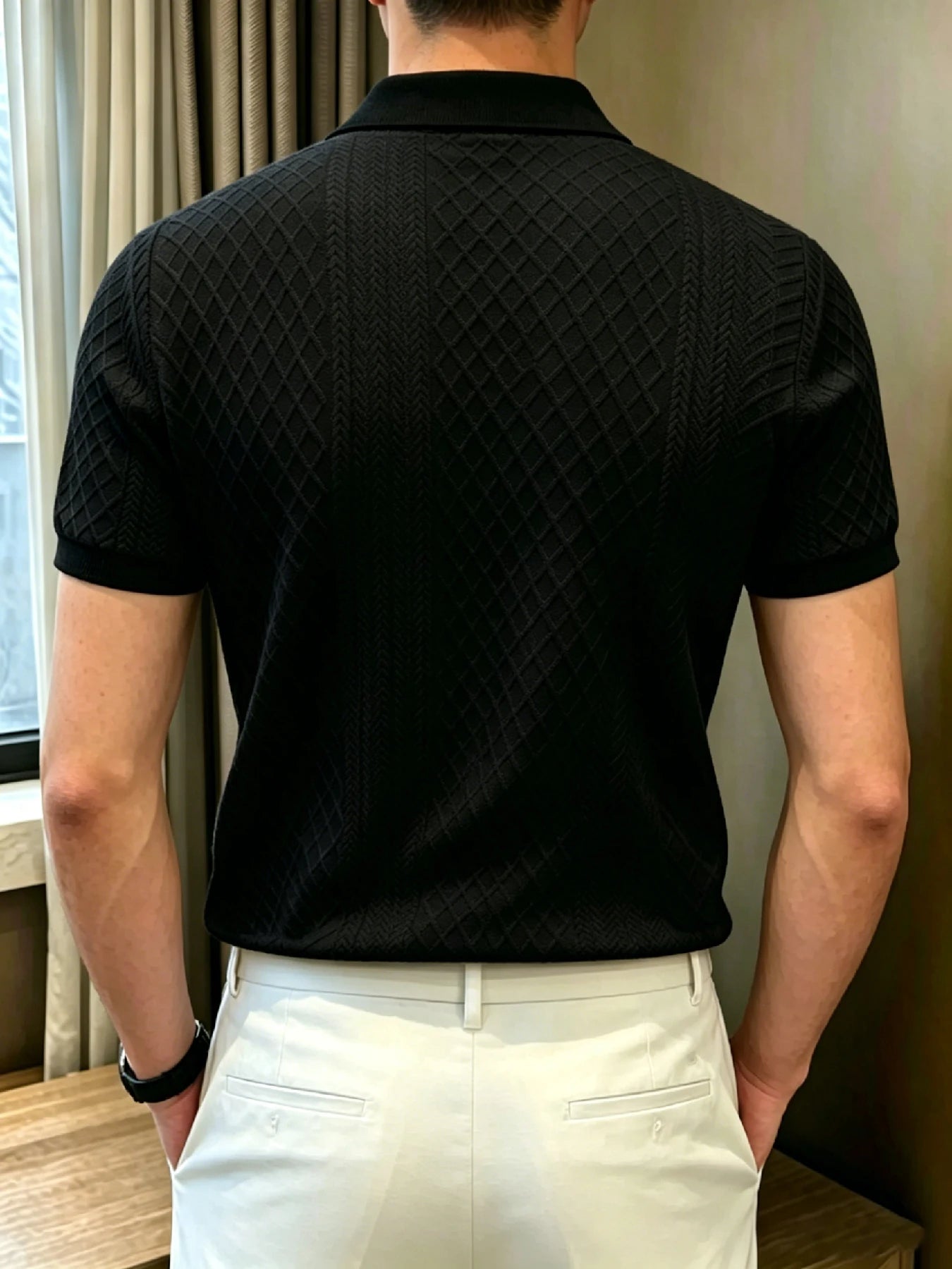 Mens Textured Polo