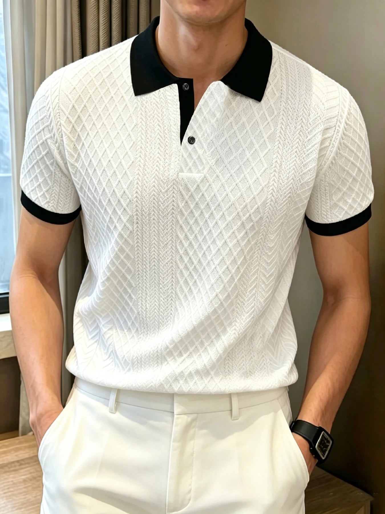 Mens Textured Polo
