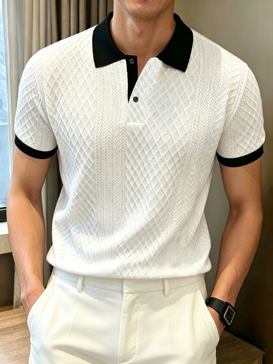 Mens Textured Polo